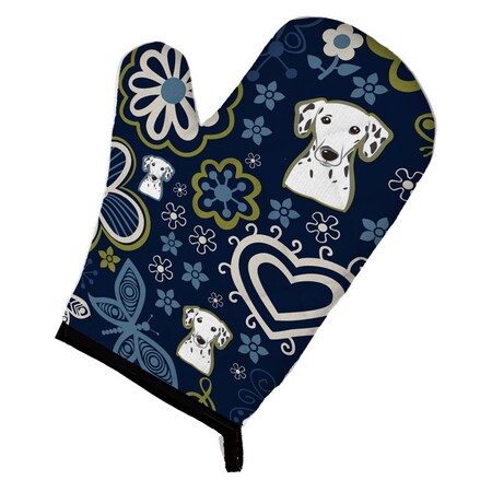 Carolines Treasures Blue Flowers Dalmatian Oven Mitt BB5061OVMT